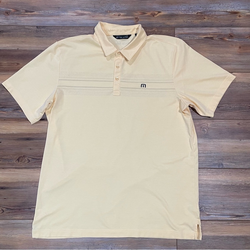 Travis Mathew Golf Polo Short Sleeve Shirt Yellow Men’s Size XL Pit Boss